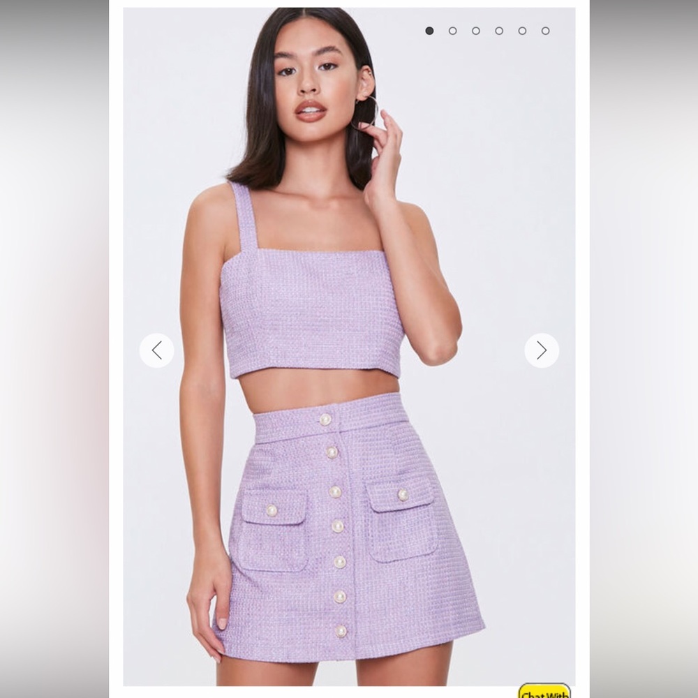 Forever 21 tweed crop top and buttoned skirt set